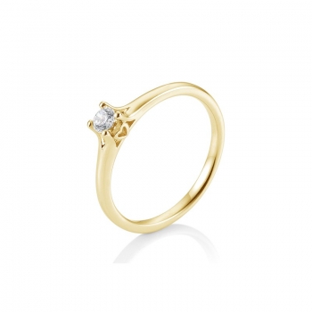 Ring Solitaire 4 Krappen Herz Gold