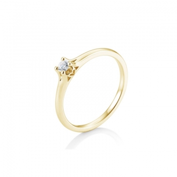 Ring Solitaire 4 Krappen Herz Gold