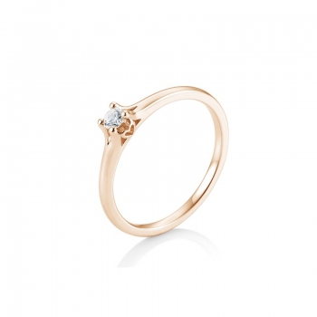 Ring Solitaire 4 Krappen Herz Gold Roségold