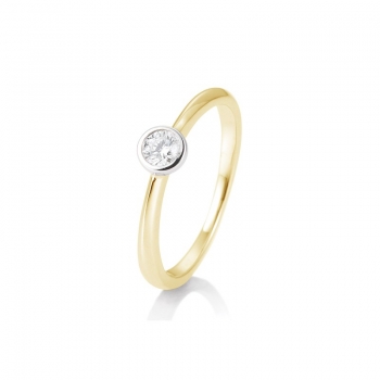 Diamantring Solitaire Gelbgold Weißgold Zargenfassung