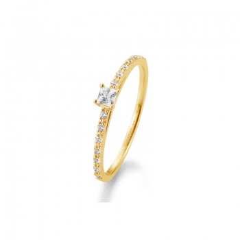 Solitaire Ring Prinzess Diamanten Gelbgold Krappenfassung