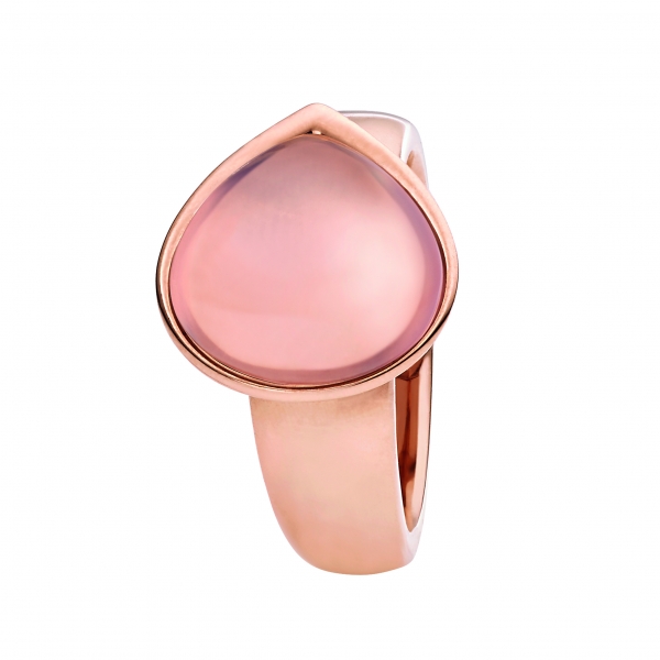 Xen Ring 011785 Edelstahl rosé vergoldet poliert Rosenquarz Edelstein