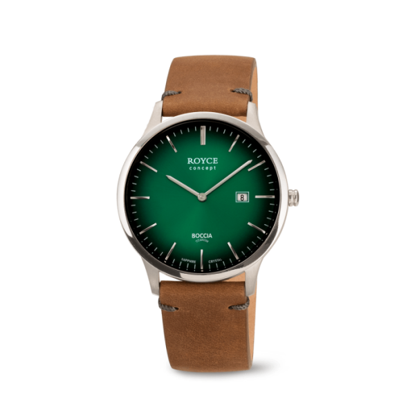 titan herrenuhr saphierglas wasserdicht lederband boccia 3641-02