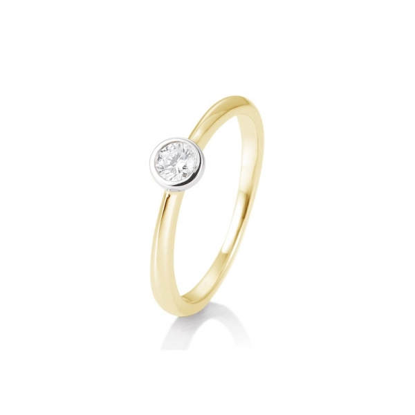 diamantring solitaire zargenfassung bicolor gelbgold weissgold