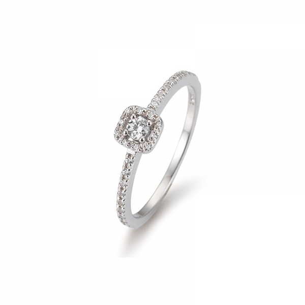 diamantring solitaire mit seitlichen brillanten und brillantkranz