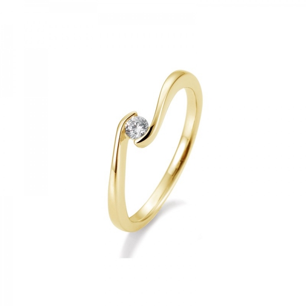 verlobungsring geschwungene ringschiene gelbgold diamant 0,10ct